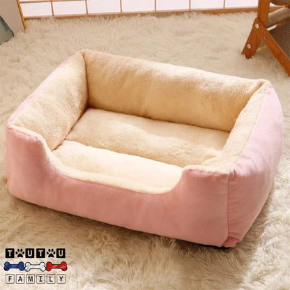 Panier-chien-lavable-chaud-antidérapant-un panier chaud rembourré 100% coton PP moelleux et douillet pour chien de petite à moyenne taille de couleur rose