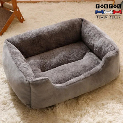 Panier-chien-lavable-chien-moyen rectangulaire doux, chaud, épais, confortable et épais, un panier rectangulaire gris antidérapant