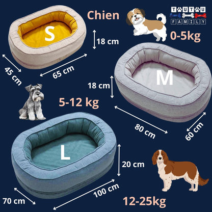 Panier-orthopédique-chien-guide-des-tailles-S-M-L-pour les chiens de petites à moyenne taille et chiot jusqu'à 25 kg