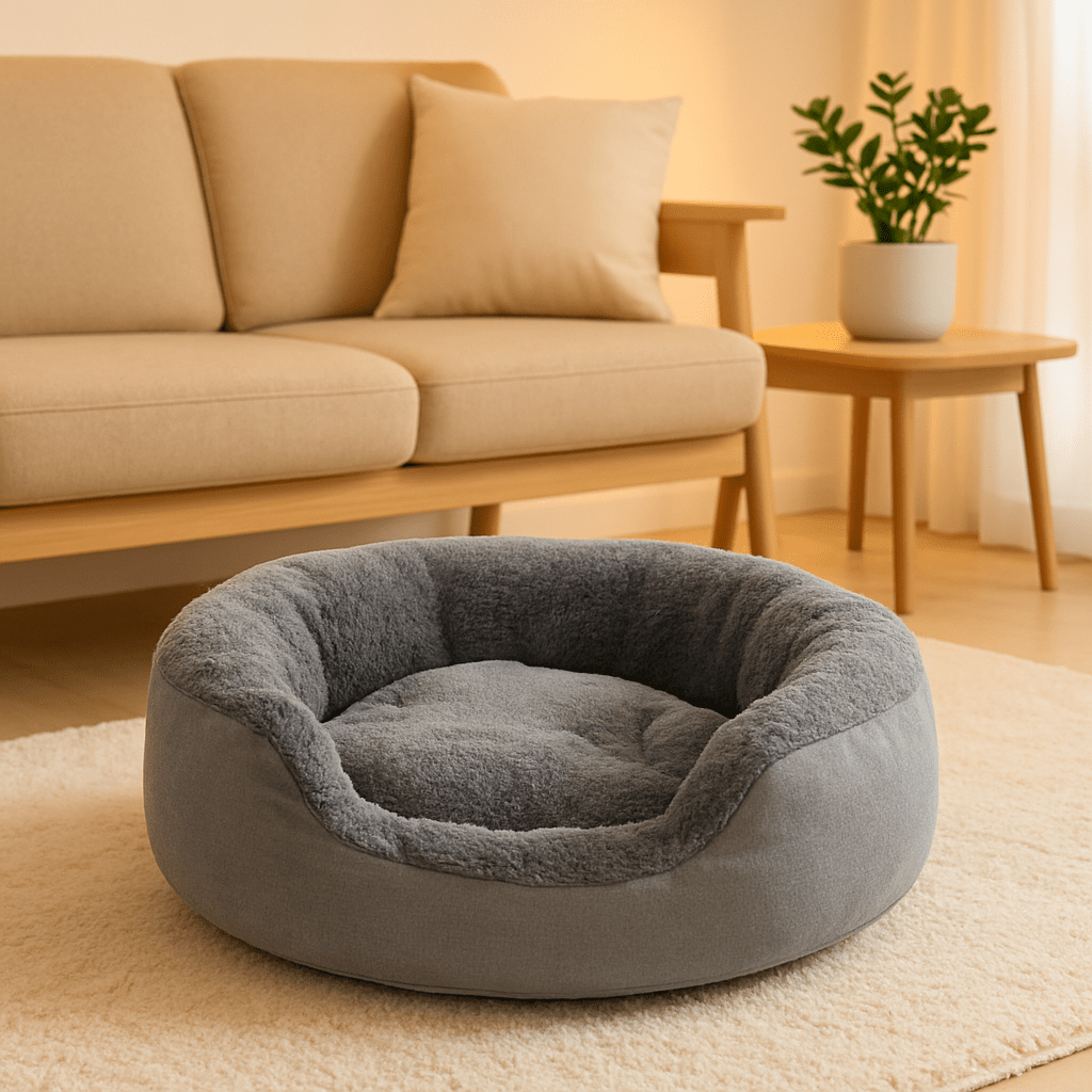 Panier-pour-chihuahua-apaisant-chaud-lavable en machine-antidérapant-100% coton haute densité avec rebord surélevé qui sole du sol froid et des courants d'air-léger et transportable-pur chien de race naine de 0 à 3 kg-couleur gris