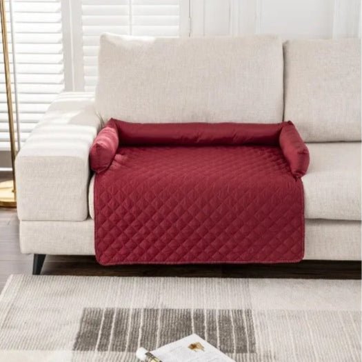 Tapis-pour-chien-bordeaux-antidérapant-imperméable-avec traversin 100% coton haute densité-lavable en machine-taille S-M et L 