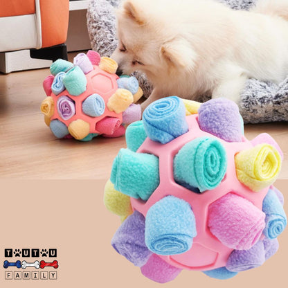 balle-pour-chien-de-fouille-caoutchouc-rose-jeu-éducatif-pour-chiens