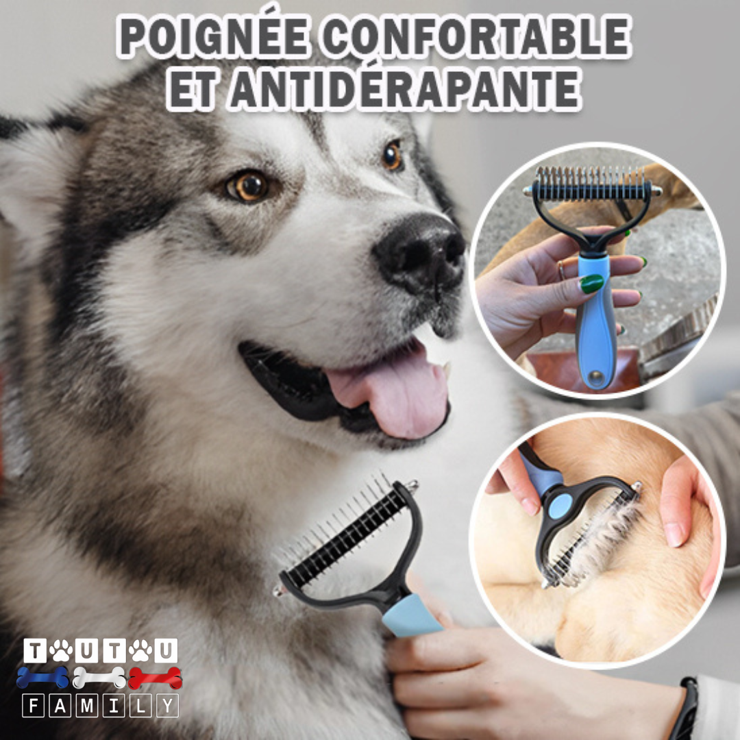 Brosse pour chien à poils longs - DémêleToutou™