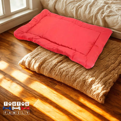 Couchage-pour-chien-antidérapant épais 100% imperméable, rembourrage en coton pliable avec sangles de transport, léger,un tapis polyvalent tissu oxford
