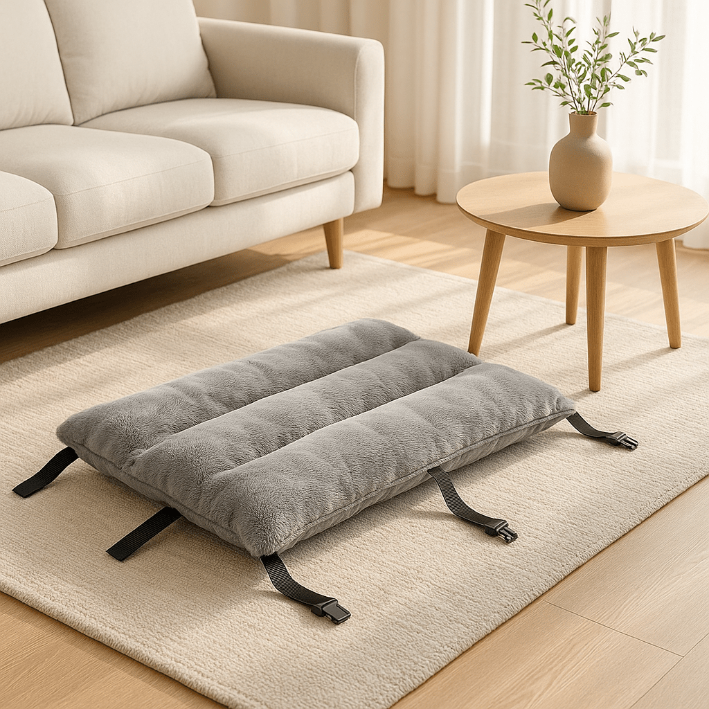 coussin-coton-peluche-avec-sangles-pour-lit-camp-chien-déhoussable et lavable en machine-rembourrage 100% coton haute densité ergonomique avec housse en velours gris chaud et épais pour lit de camp chien-4 tailles pour chaque lit-S, M L et XL pour chaque taille de lit