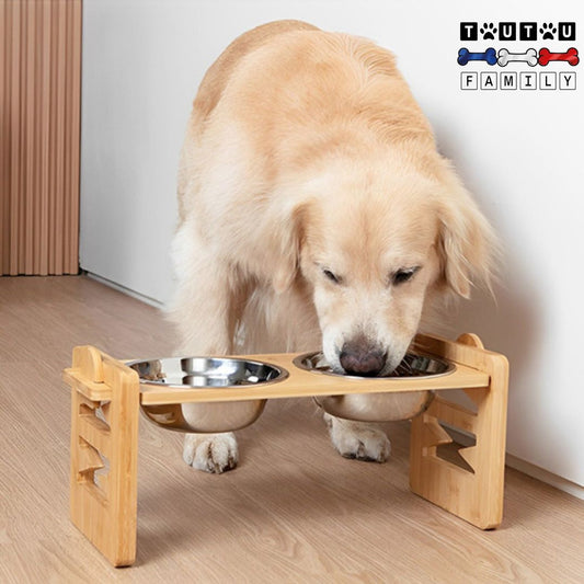 gamelle-chien-surélevée-support-bambou-2-gamelles-inox-lavable-au-lave-vaisselle-un-support-bambou-gamelle-double-en-hauteur-un-labrador-avec-sa-gamelle-surélevée