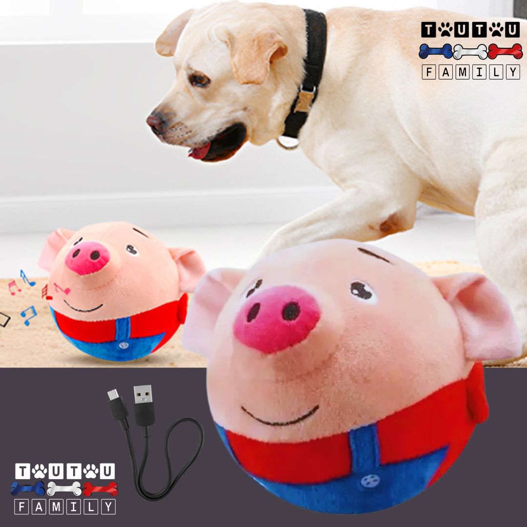Jouet-interactif-pour-chien-cochon-rouge-avec-câble-de-rechargeable-USB