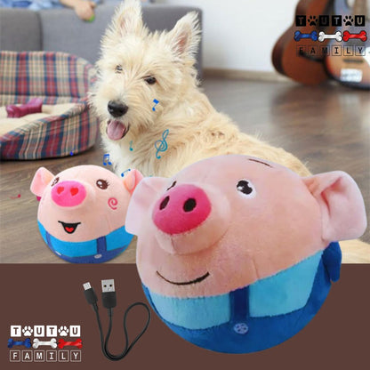 Jouet-interactif-pour-chien-cochon-bleu-avec-câble-de-rechargeable-USB