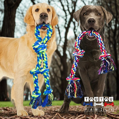 Jouet-pour-chien-indestructible-corde-lot-de-une-corde-avec-poignée-bleue-et-une-corde-à-nœud-rouge