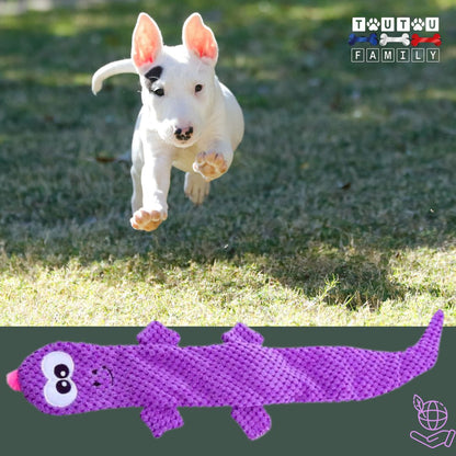 Jouet-pour-chien-peluche-lézard-violet-un-chiot-qui-court-pour-attrapper-sa-peluche
