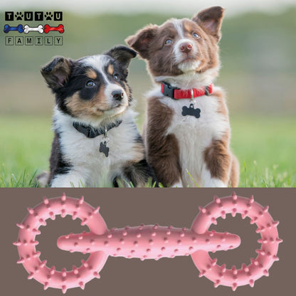 Jouet-pour-chiot-petit-chien-indestructible-rose-deux-chiot-de-race-avec-leur-jouet-à-mâcher-indestructible