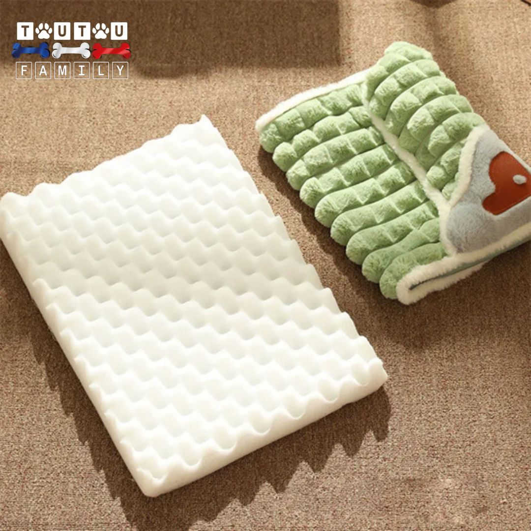 Lit-pour-chien-orthopédique-déhoussable-coton-lavable en machine matelas ergonomique avec traversin intégré 100% coton haute densité pour toutes les tailles pour chien