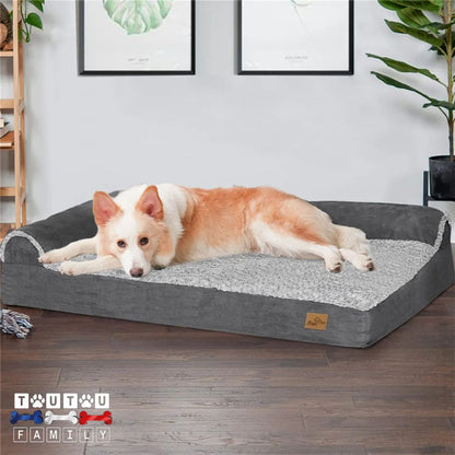 Lit-pour-chien-xxl-orthopédique-un-chien-de-moyenne-taille-qui-profite-de-l-espace-de-ce-grand-lit-avec-2-traversin-lit-avec-rebord-imperméable-et-déhoussable-lavable-en-machine