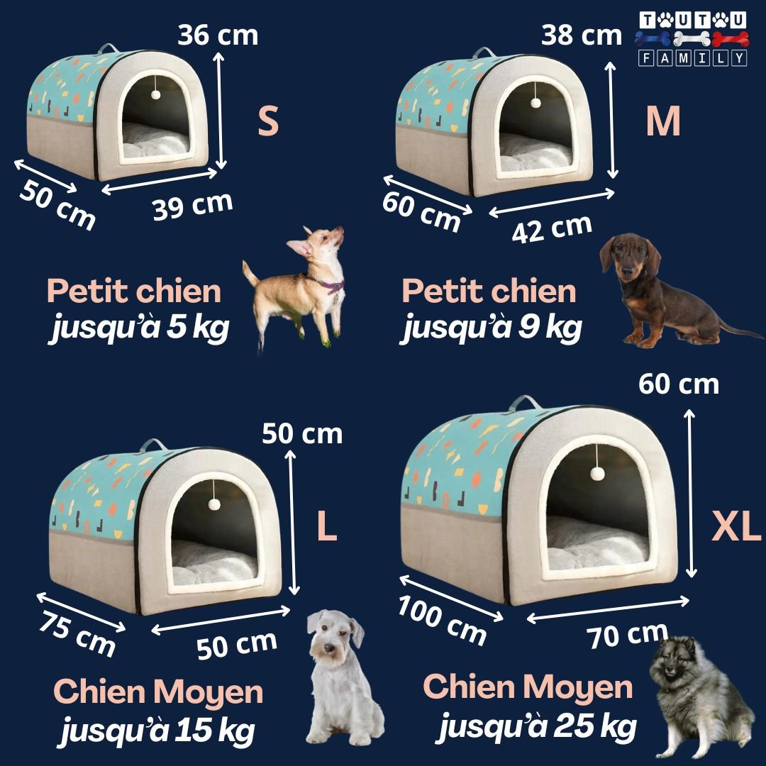 Niche-chien-interieur-Grotte-guide-des-tailles-dimensions-4-tailles-S-M-L-et-XL-pour-petit-chien-et-chien-moyen-jusqu-à-25-kg-imperméable-confortable-lavable-en-machine