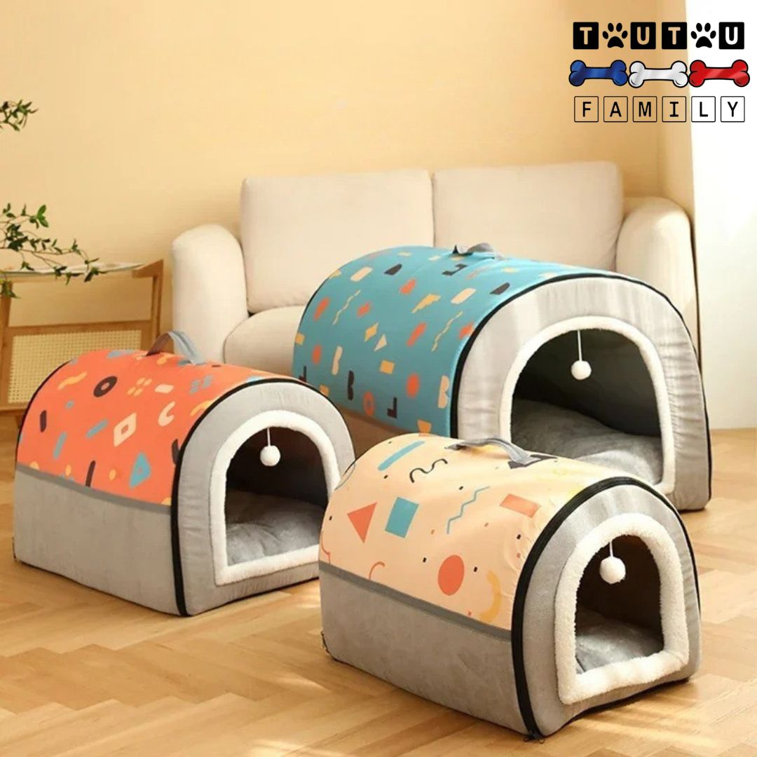 Niche-chien-interieur-Grotte-lavable-disponible-en-3-couleurs-et-4-tailles-pour-petit-à-moyen-chien-jusqu-à-25-kg-lavable-pliable-et-transportable