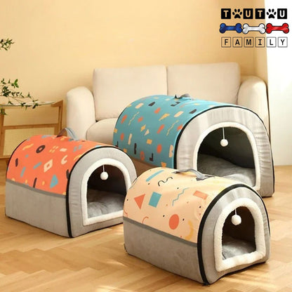 Niche-chien-interieur-Grotte-lavable-disponible-en-3-couleurs-et-4-tailles-pour-petit-à-moyen-chien-jusqu-à-25-kg-lavable-pliable-et-transportable