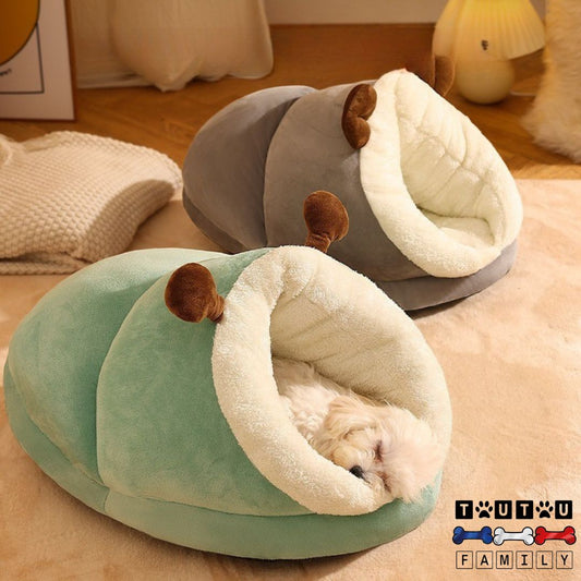 Panier-chien-lavable-coton-un-bichon-qui-dort-dans-son-panier-niche-comme-une-couverture-sur-lui-au-chaud-et-confortable-rembourrage-100%-coton-surface-velours-doux-matériau-naturel-lavable-en-machine