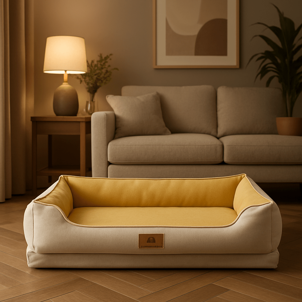 panier-petit-chien-anti-stress-orthopédique-déhoussable et lavable en machine-100% imperméable et résistant aux griffes-avec rebords rembourrés 100% coton haute densité-design-ergonomique et apaisant pour petit chien et chiot