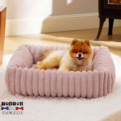 panier-petit-chien-lit-confortable-un-chiot-couché-dans-son-panier-rose-rembourré-100%-coton-épais-et-durable-avec-housse-en-velours-lavable-en-machine
