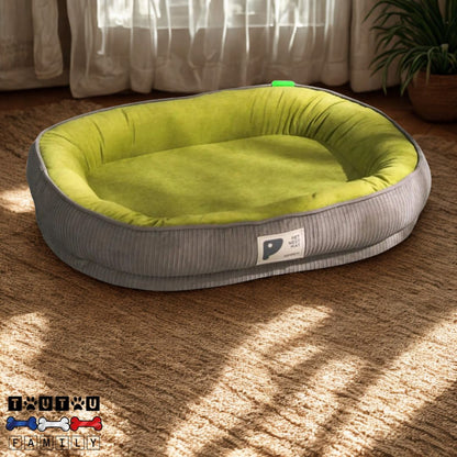 panier-pour-chien-ergonomique-imperméable gris et vert pour les petits à moyen chien jusqu'à 25 kg, 4 tailles disponibles, imperméable, doux, confortable, déhoussable, antidérapant et lavable en machine